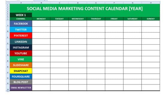 Blog Promotion Schedule content marketing socila media web presence